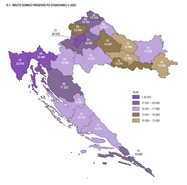 Državni zavod za statistiku objavio podatke o regionalnome BDP-u: Primorsko-goranska županija druga u Hrvatskoj po BDP‑u po stanovniku u 2023.